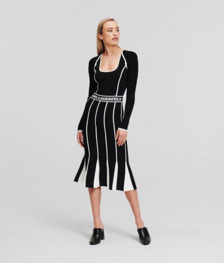 WOMEN'S TRANSFORMER KNIT DRESS - Black/White