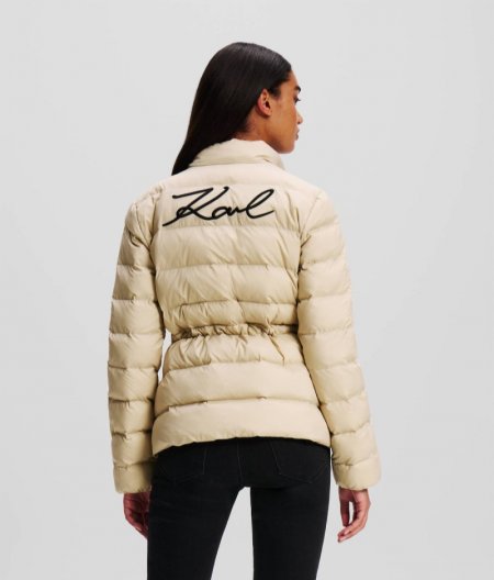 WOMEN'S KARL SIGNATURE PUFFER JACKET - Light Beige