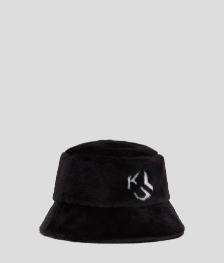 WOMEN'S KLJ FAUX-FUR BUCKET HAT - BLACK