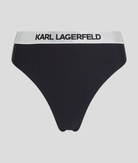 WOMEN'S KARL LOGO HIGH-RISE BIKINI BOTTOMS - Florida Keys Green