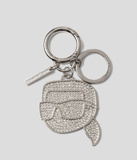 WOMEN'S IKON RHINESTONE KARL KEYCHAIN - Silver