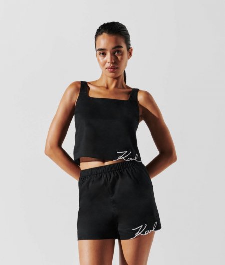 WOMEN'S K/SIGNATURE BEACH CROP TOP - Black