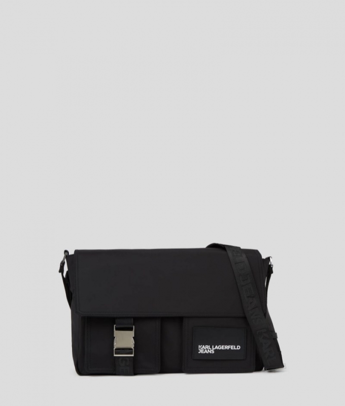 MEN'S UTILITY NYLON MESSENGER BAG - Black