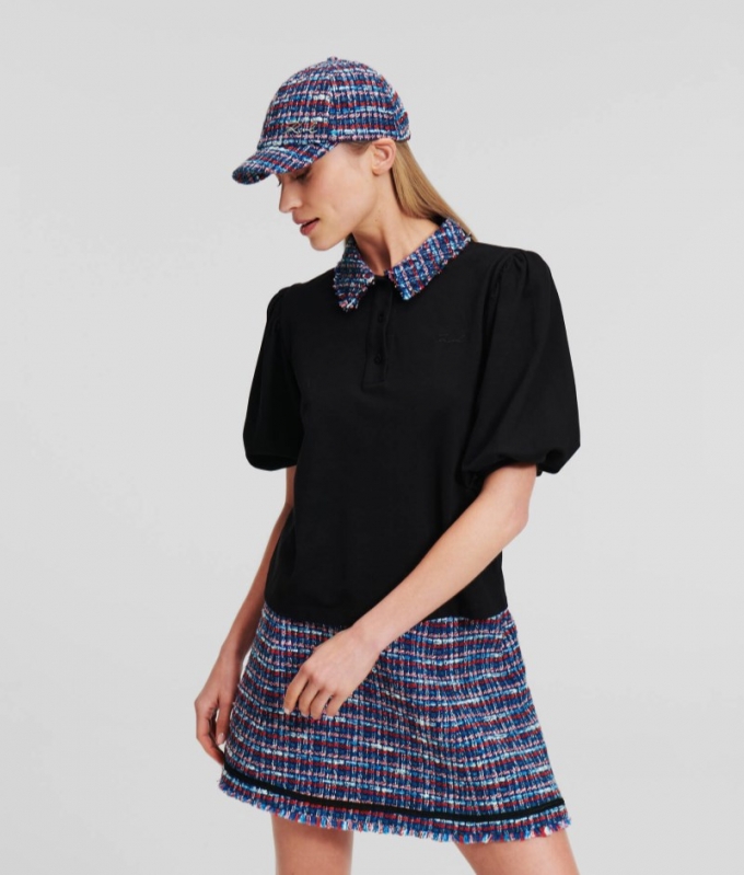 WOMEN'S BOUCLÉ POLO SHIRT - Black