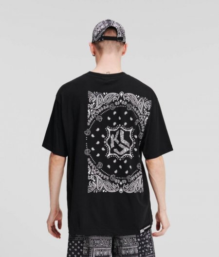 MEN'S KLJ BANDANA-PRINT T-SHIRT - BLACK