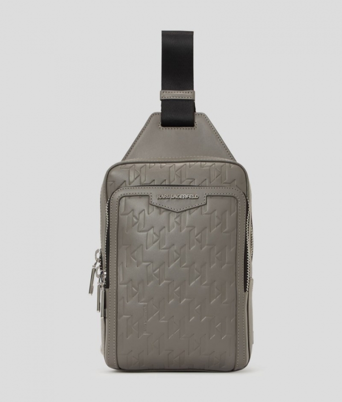 MEN'S K/LOOM LEATHER SLING BAG - Grey