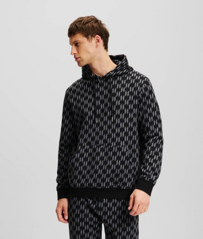 MEN'S KL MONOGRAM HOODIE - BLACK/BLACK