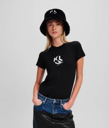 WOMEN'S KLJ MONOGRAM T-SHIRT - BLACK