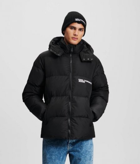 MEN'S KLJ HOODED PUFFER JACKET - BLACK