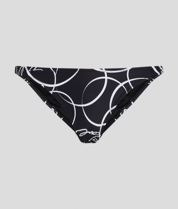 WOMEN'S CIRCLE PRINT BRAZILIAN BIKINI BOTTOMS - Circle AOP black/white