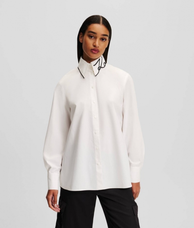 WOMEN'S KARL SIGNATURE SHIRT - White