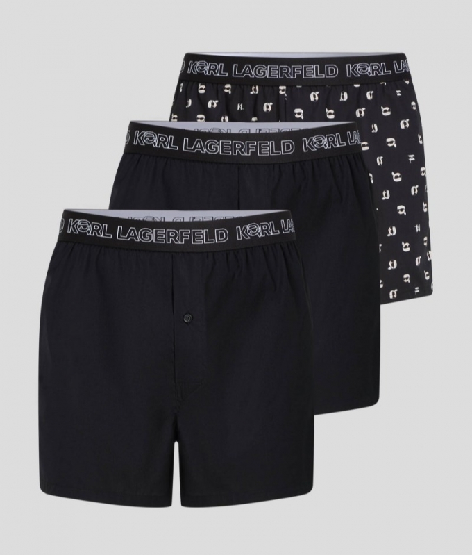 MEN'S IKON WOVEN BOXER SHORTS - 3 PACK - Black/Ikon All Over Print