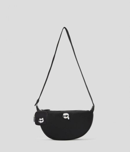 WOMEN'S IKON NYLON SMALL HALF-MOON BAG - Small Stripe Black-White