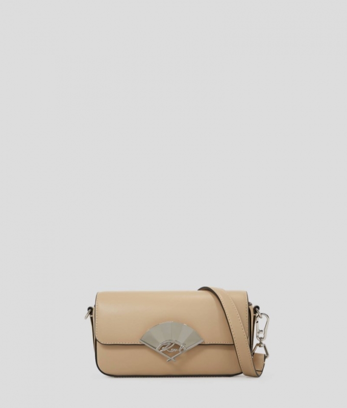 WOMEN'S K/SIGNATURE FAN SMALL CROSSBODY BAG - Off White