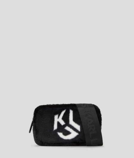 WOMEN'S KLJ FAUX-FUR CAMERA BAG - BLACK