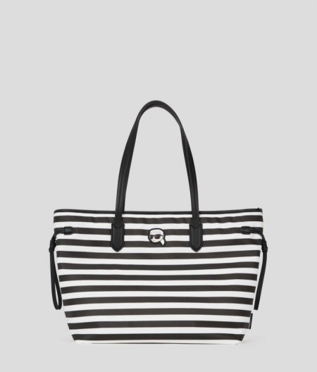 WOMEN'S IKON NYLON TOTE BAG - Small Stripe Black-White