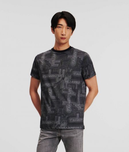 MEN'S PATTERNED T-SHIRT - Black/White