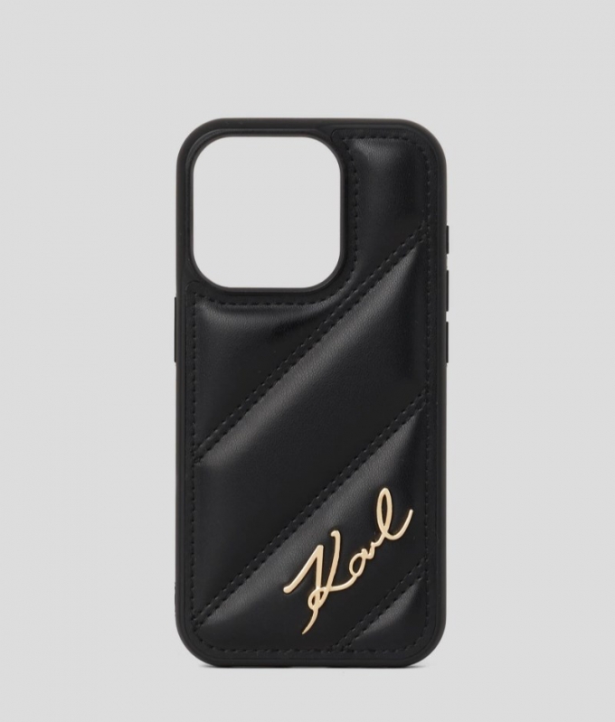 WOMEN'S K/SIGNATURE QUILTED IPHONE 16 PRO CASE - Black