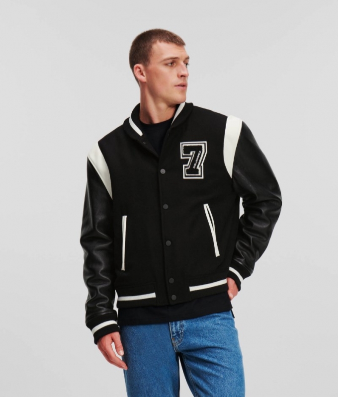 MEN'S VARSITY BOMBER JACKET - Black