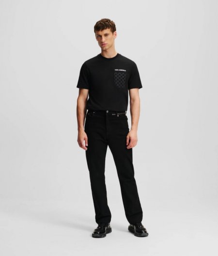 MEN'S ZIP-DETAIL STRAIGHT JEANS - Black Denim