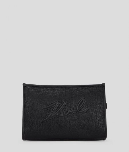 WOMEN'S K/SKUARE GRAINY COSMETIC POUCH - Black