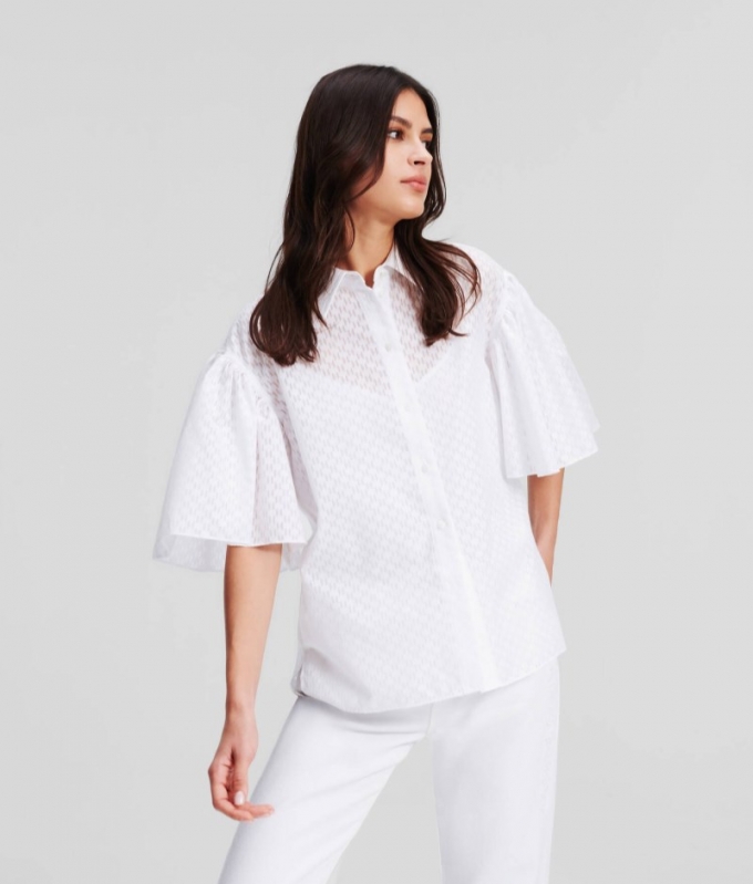 WOMEN'S KL MONOGRAM BLOUSE - White