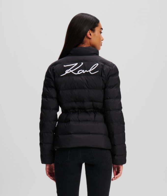 WOMEN'S KARL SIGNATURE PUFFER JACKET - Light Beige