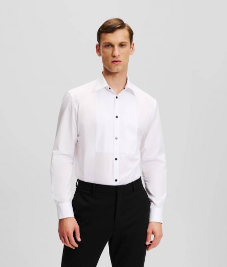 MEN'S BIB-DETAIL EVENING SHIRT - White