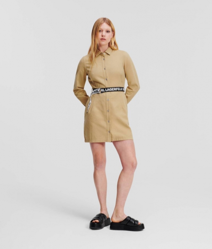 WOMEN'S KLJ LONG-SLEEVED SHIRT DRESS - TWILL