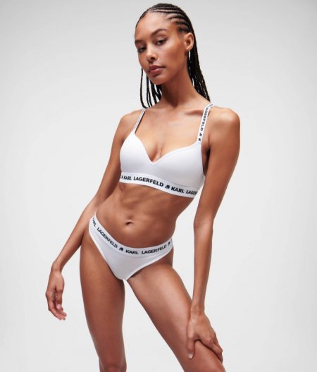 WOMEN'S KARL LOGO PADDED BRA - White