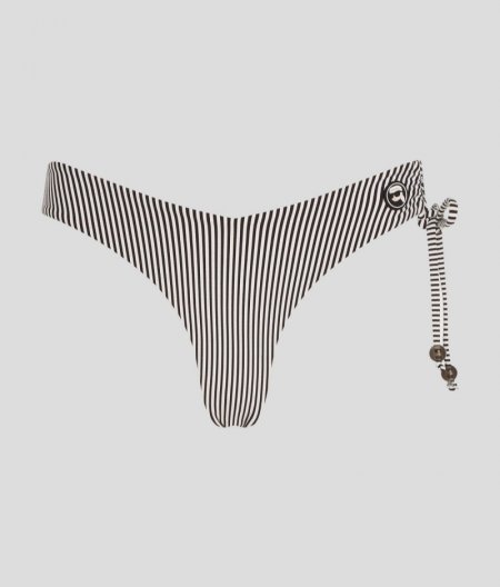 WOMEN'S IKON STRIPED BIKINI BOTTOMS - White-Pink Stripe