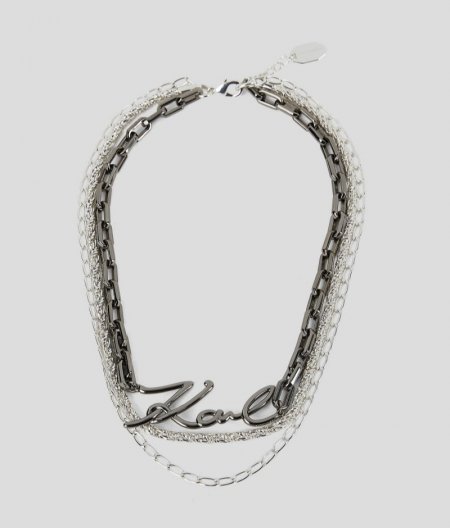 WOMEN'S K/SIGNATURE MULTI-CHAIN NECKLACE - Gunmetal/M