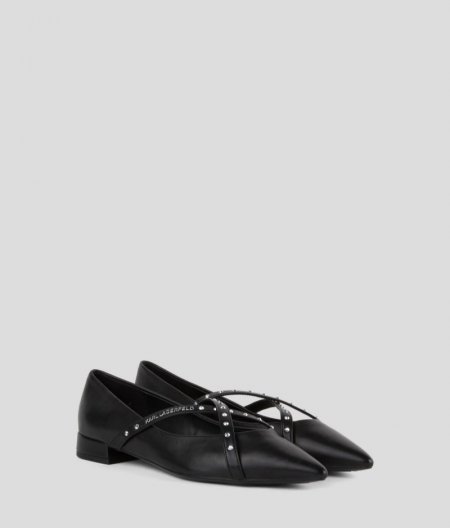 WOMEN'S KERRIE KROSSTRAP STUDS FLATS - Black