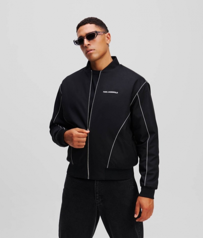 MEN'S REFLECTIVE REVERSIBLE BOMBER JACKET - Black