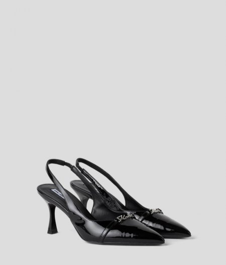 WOMEN'S SIENNA SIGNIA HEELED SLINGBACKS - Black