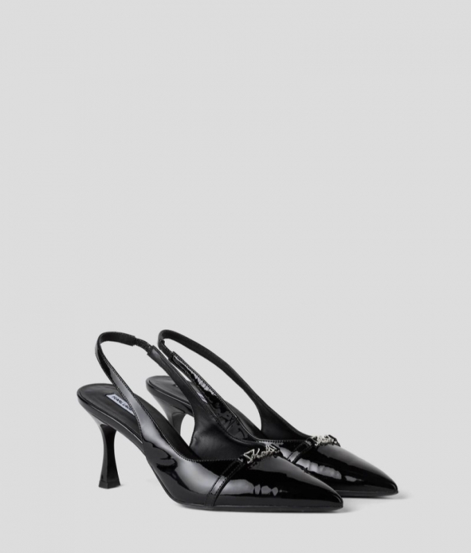 WOMEN'S SIENNA SIGNIA HEELED SLINGBACKS - Black