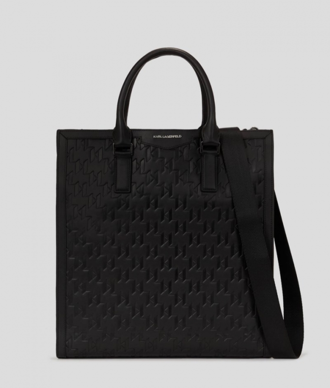 MEN'S K/LOOM LEATHER TOTE BAG - Black