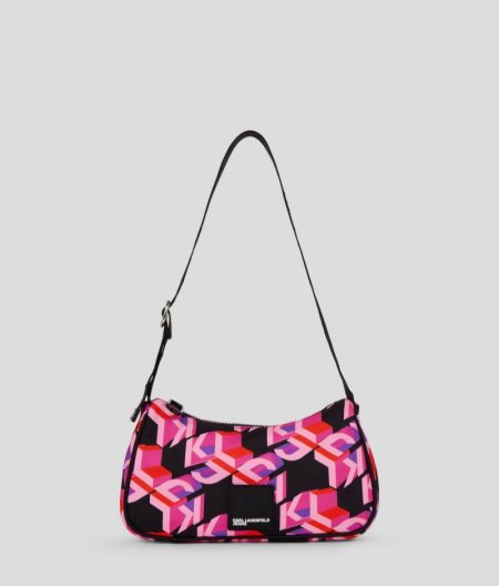 WOMEN'S KLJ MONOGRAM URBAN NYLON SHOULDER BAG - Pink Pattern KLJ Monogram