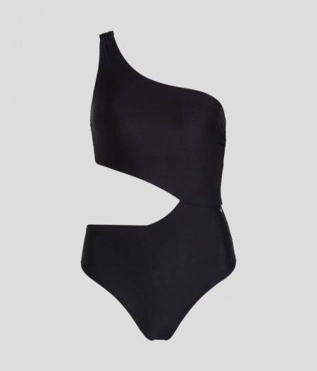 WOMEN'S KARL SIGNATURE CUTOUT SWIMSUIT - Black