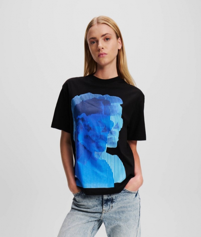 WOMEN'S KLJ KARL PRINT T-SHIRT - BLACK