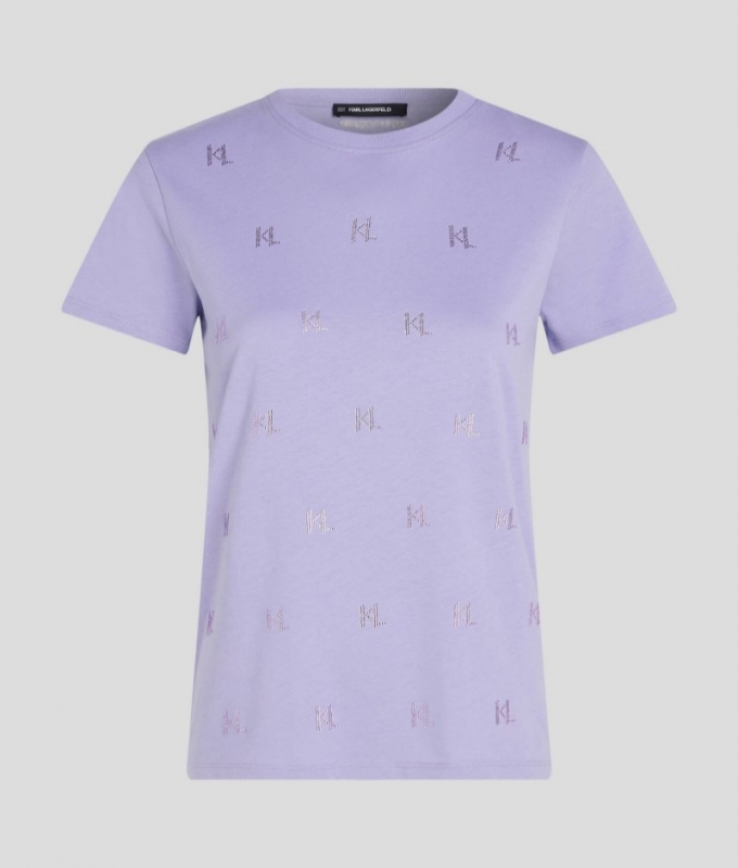 WOMEN'S KL MONOGRAM RHINESTONE T-SHIRT - Sweet Lavender