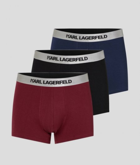 MEN'S METALLIC KARL LOGO TRUNKS – 3 PACK - Black/Chili Pepper