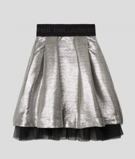 GIRLS METALLIC SKIRT - Light Grey Mel