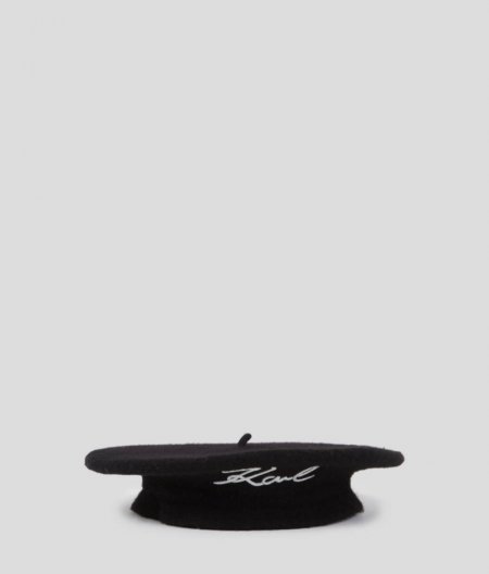 WOMEN'S K/SIGNATURE WOOL BERET - Black