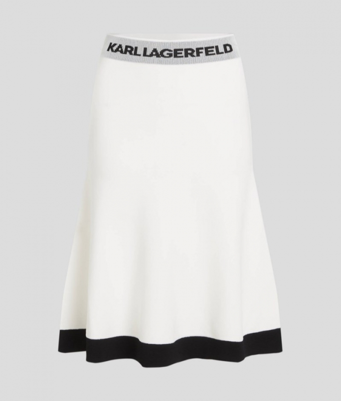 WOMEN'S FLARED KNIT SKIRT - White