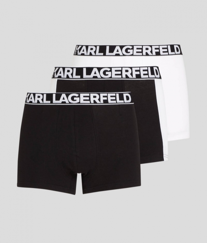 MEN'S BOLD KARL LOGO TRUNKS – 3 PACK - Black/White