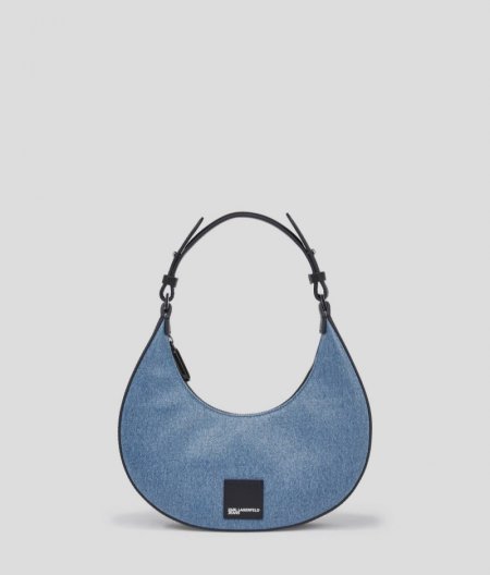 WOMEN'S KLJ BOX LOGO HALF-MOON SHOULDER BAG - Coated Blue