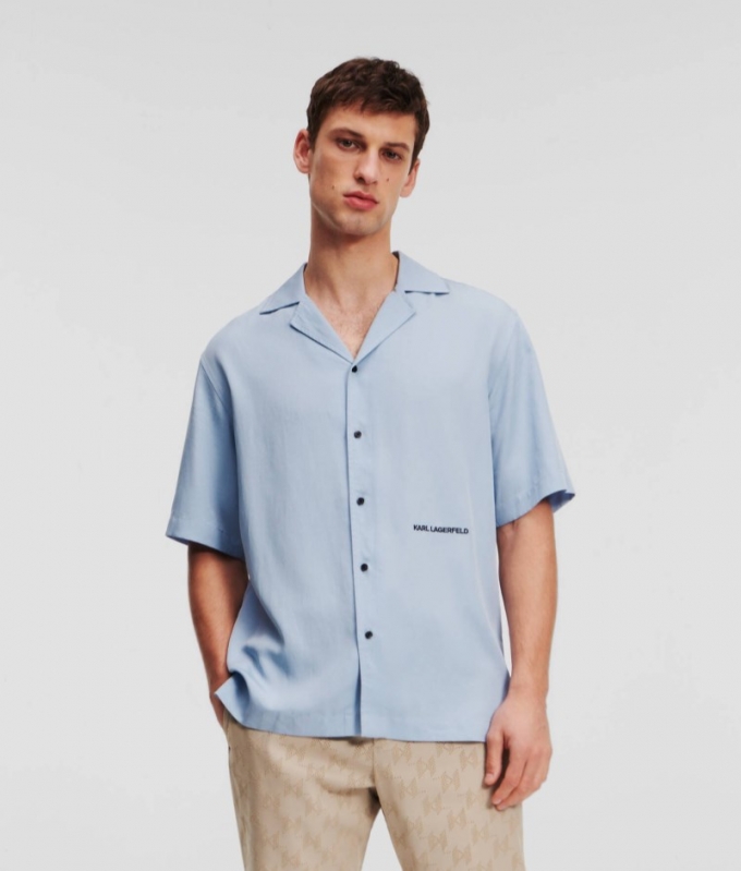 MEN'S KARL LOGO SHORT-SLEEVED SHIRT - Air Blue