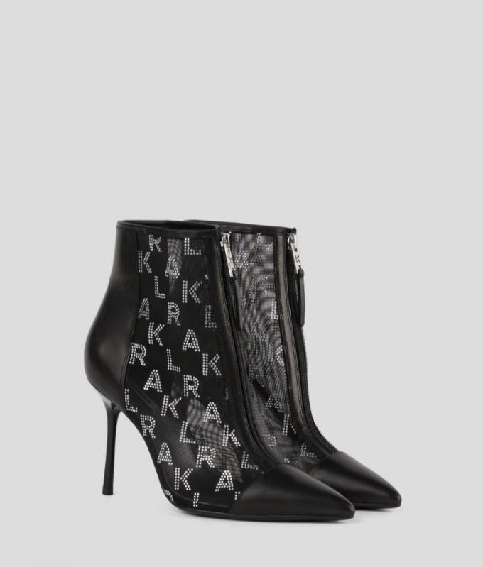 WOMEN'S SARABANDE RHINESTONE ANKLE BOOTS - Black/Silver