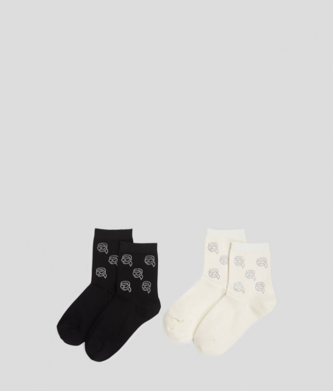 WOMEN'S IKON RHINESTONE SOCKS – 2-PACK - Black/Cream